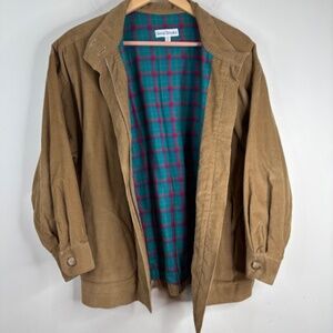VTG 90s David Brooks Corduroy Bomber Jacket 6 Flannel Lined Harrington Old Money